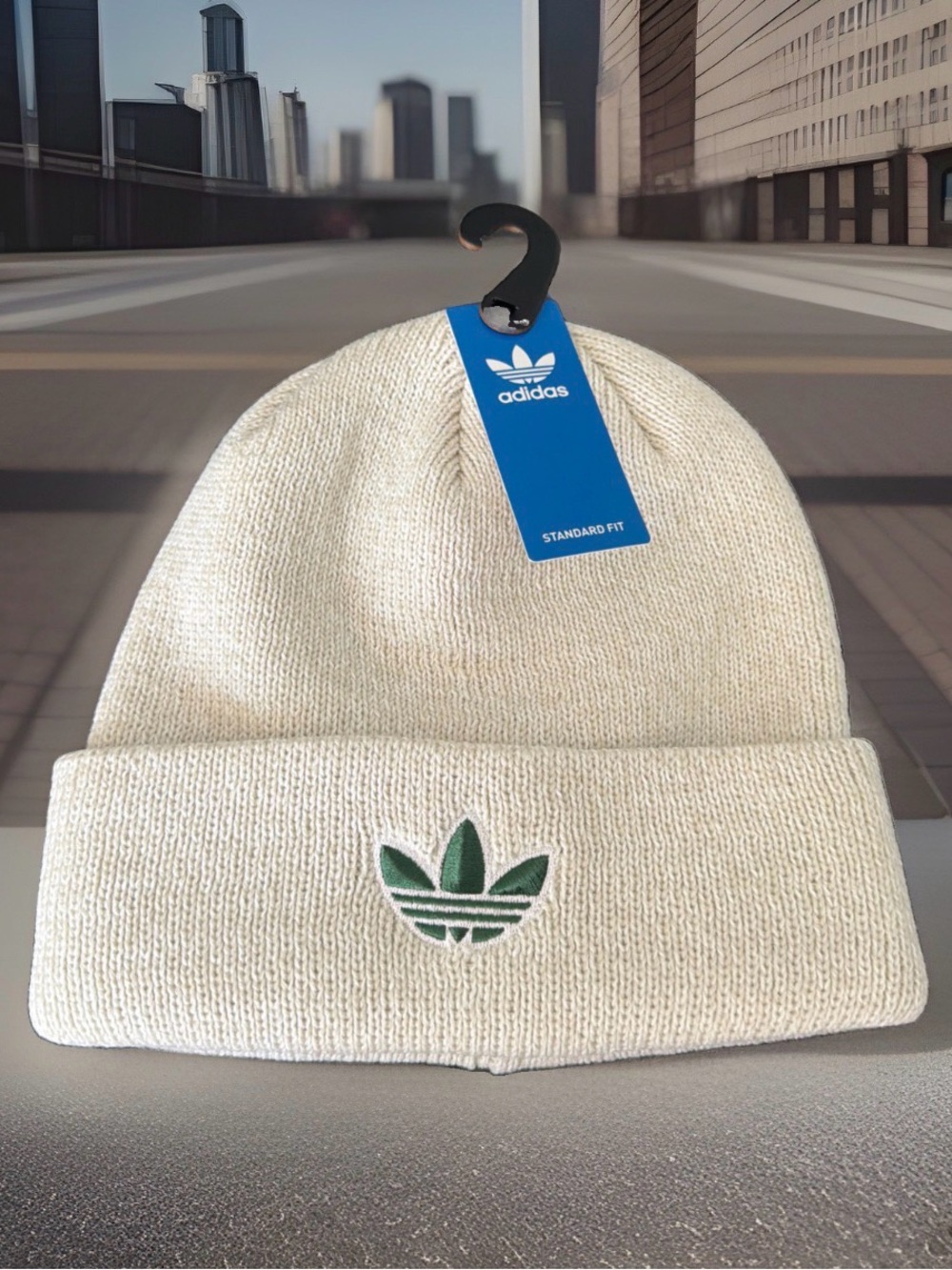 Adidas Originals Unisex Trefoil Beanie. Knit. Orbit Grey / Collegiate Green. NWT
